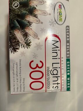 300 Mini Clear Bulb String Lights - Green Wire